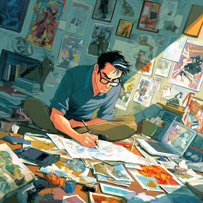 comic book illustration with comic book illustrator