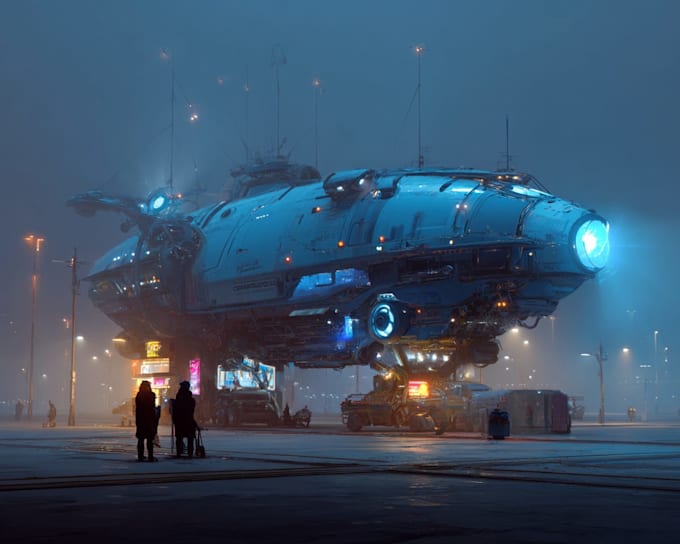 Create high quality sci fi spaceship concept art by Queenensen | Fiverr