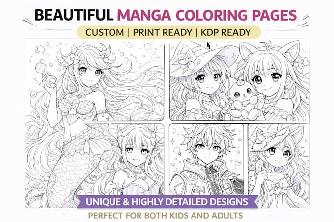 create customer manga style coloring pages