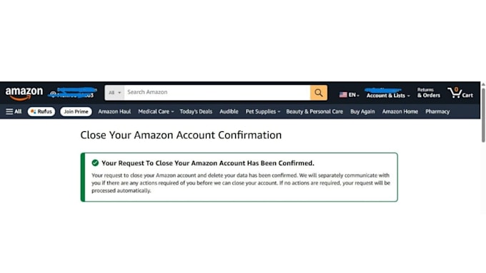 delete suspended or active amazon account and data
