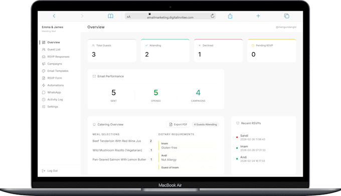 create a smart rsvp dashboard with automated email invites