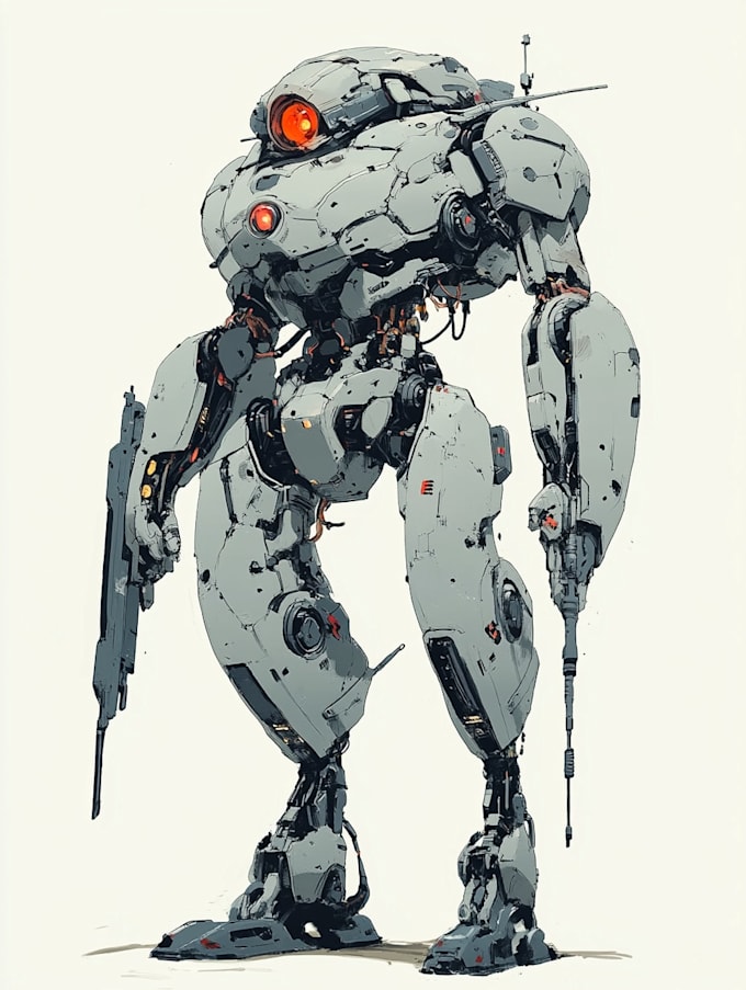 draw amazing character mecha robot illustration