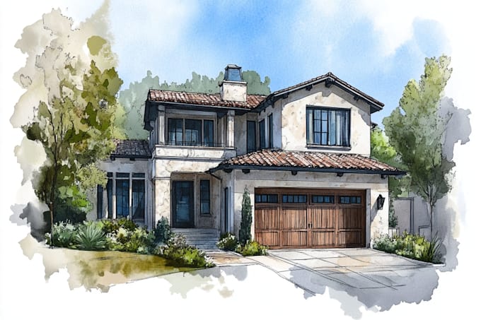 watercolor a house portrait