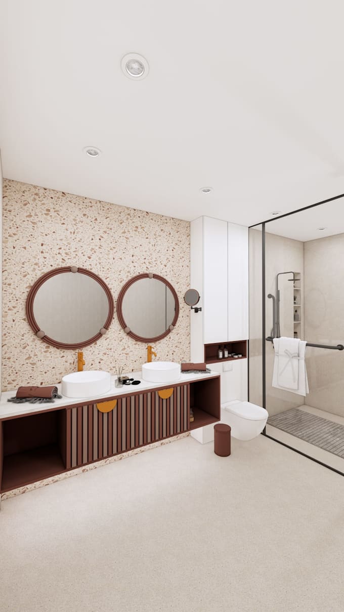 design luxury 3d bathroom with realistic renders