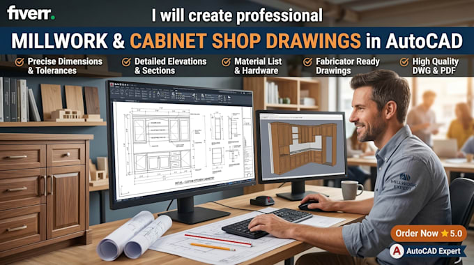 create professional millwork and cabinet shop drawings in autocad