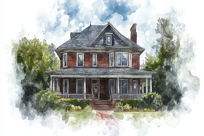 paint watercolor house portrait