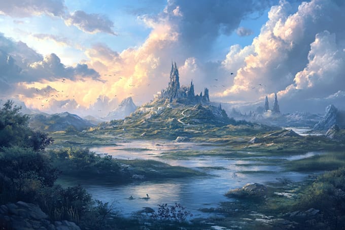 create fantasy landscape illustrations