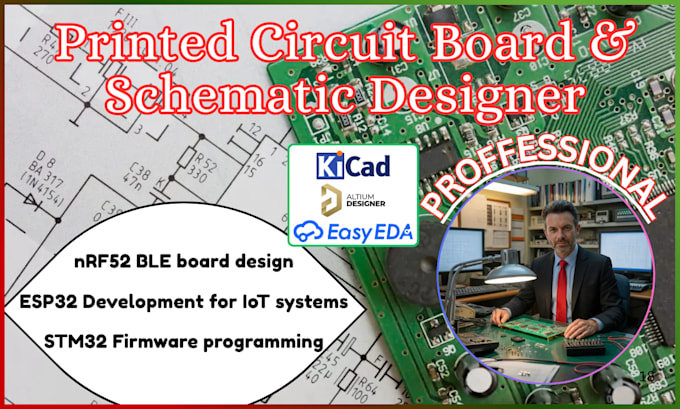 printed circuit board, schematic, rnf52, stm32, esp32 board