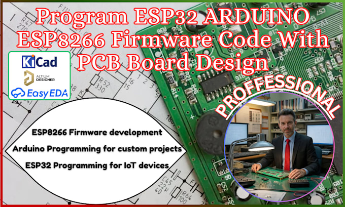 build esp32, arduino esp8266 firmware code with pcb design