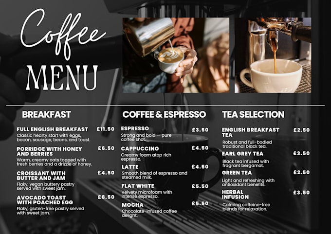design modern restaurant and cafe menu design