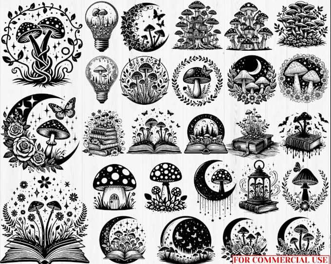 design hand drawn vintage mushroom logo