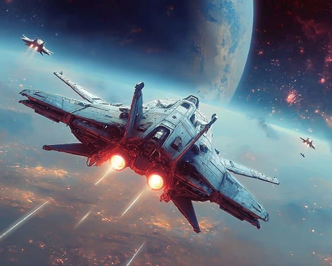 illustrate a sci fi spaceship design
