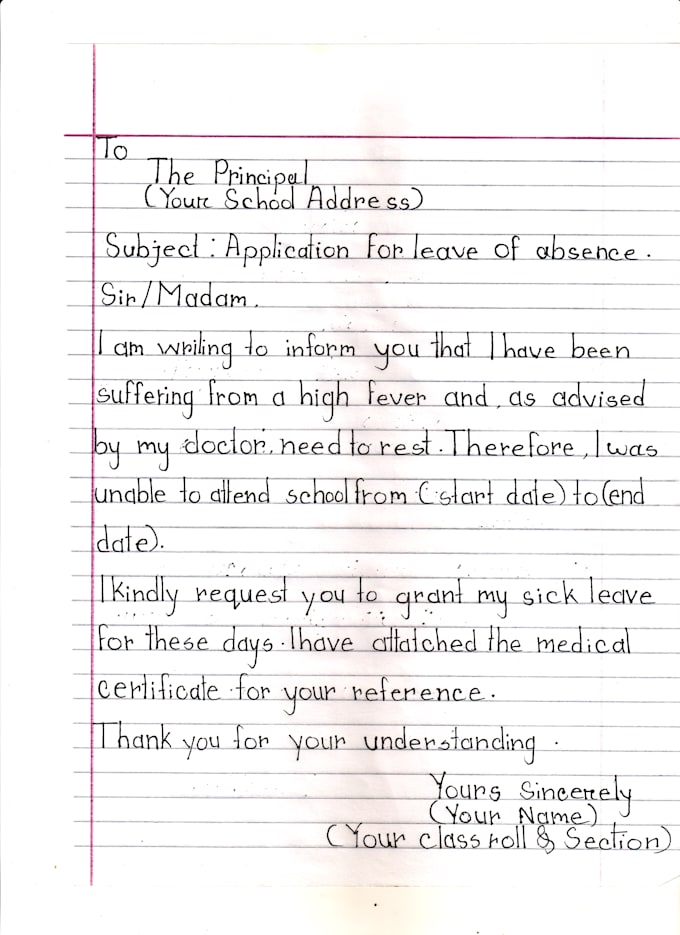 provide excellent clean handwritten letter