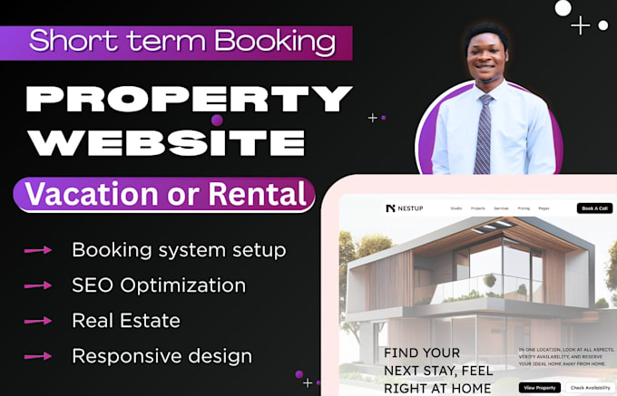 build property management website vacation rental with booking, real estate site