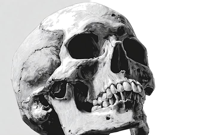 draw skull or retro cartoon character