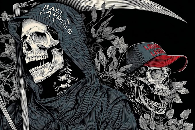 create a skull, skeleton or grim reaper illustration
