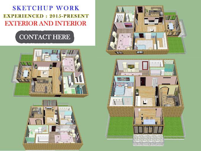 make sketchup 3d models for architecture, house and interior design
