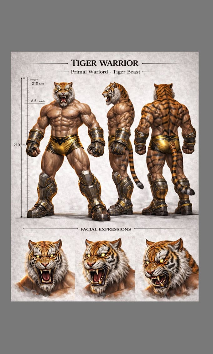 design character sheet and turnaround for 3d modeling or game