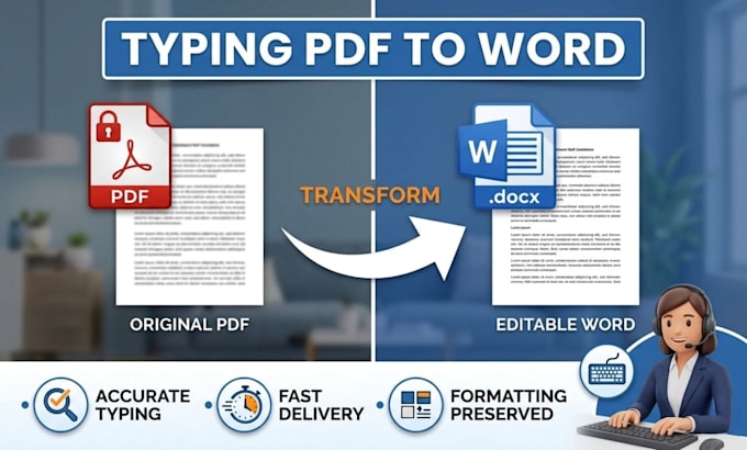 do fast PDF to word conversion and manual typing