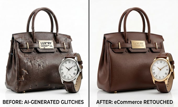 fix ai image artifacts, correct text, and retouch for ecommerce