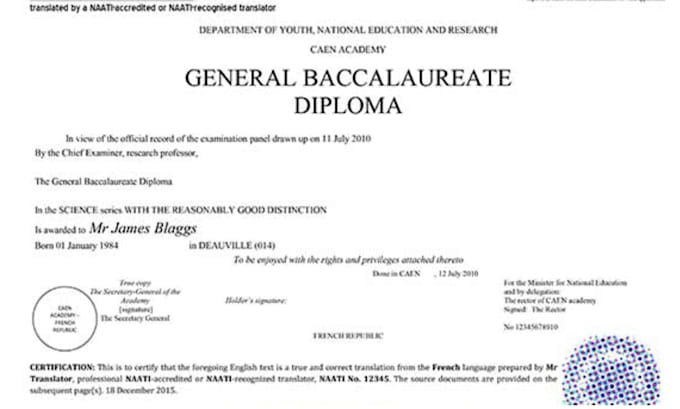 translate official and legal documents with certification