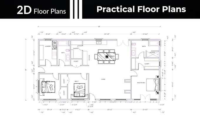 design 2d floor plan in 8 hours