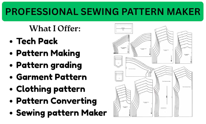 do garment sewing pattern design making grading for clothing techpack in PDF,