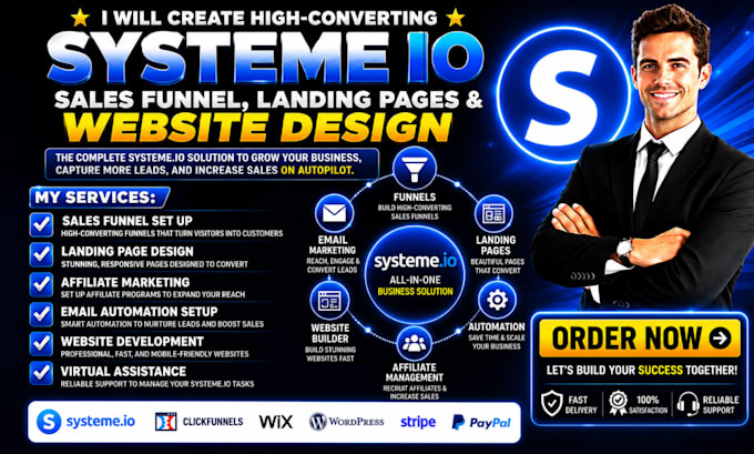 setup systeme io website landing page, systeme io sales funnel automation expert