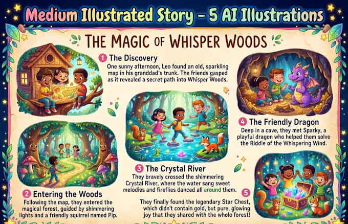 Create magical kids stories with ai illustrations by Majdali405 | Fiverr