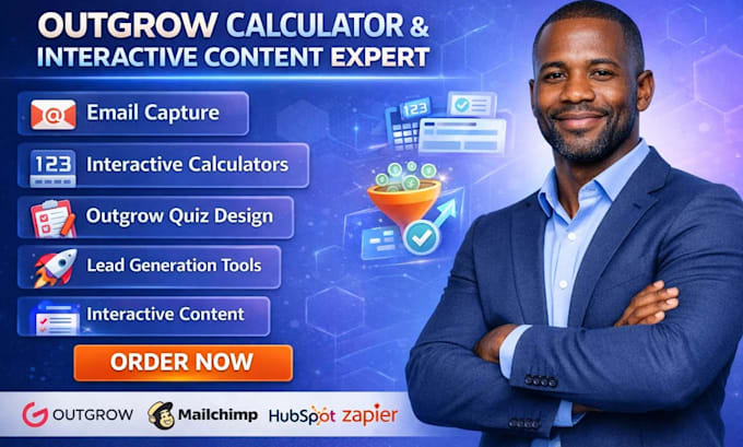 setup outgrow email capture, outgrow calculator design and interactive content