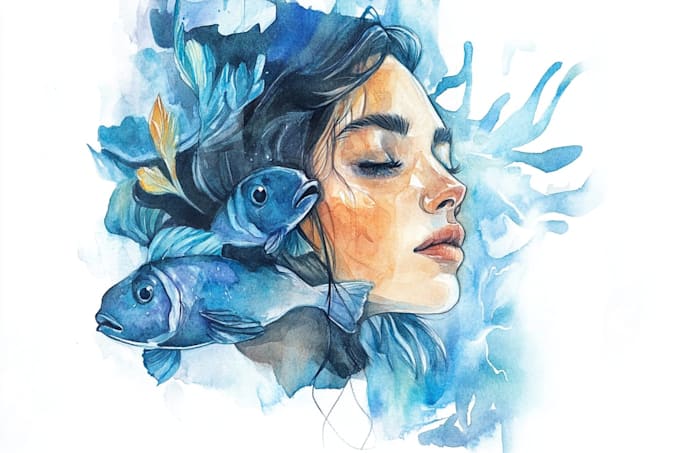 create a stunning artistic watercolor portrait illustration