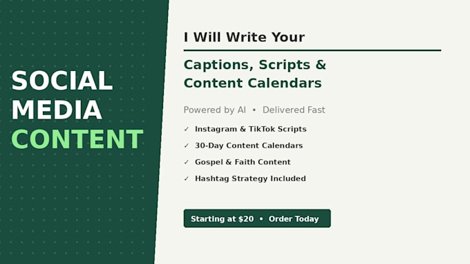 write social media captions, scripts and content