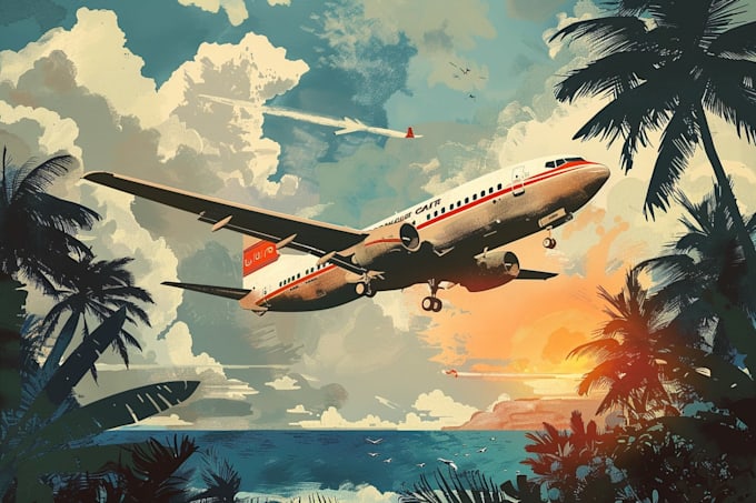 create retro vintage minimalist travel poster illustration