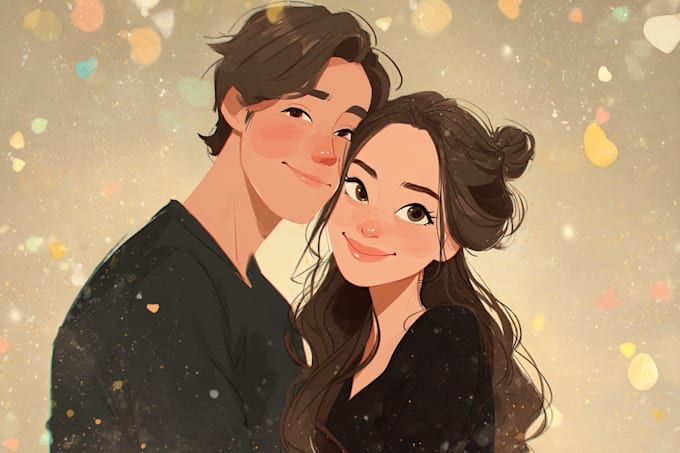 draw a custom couple portrait for anniversary or gift