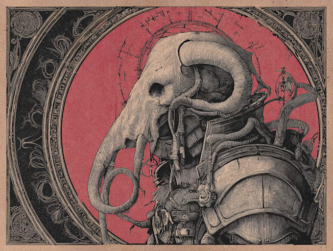 create creepy horror vintage character illustration
