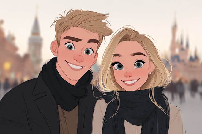 draw a lovely couple portrait for wedding gift