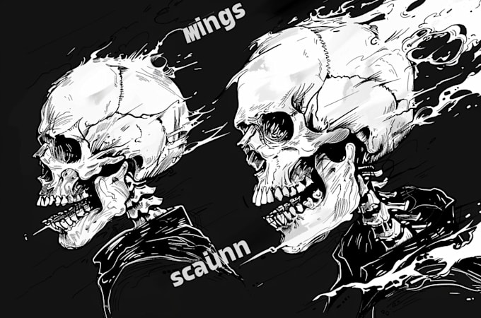 draw awesome skull or skeleton illustration for you