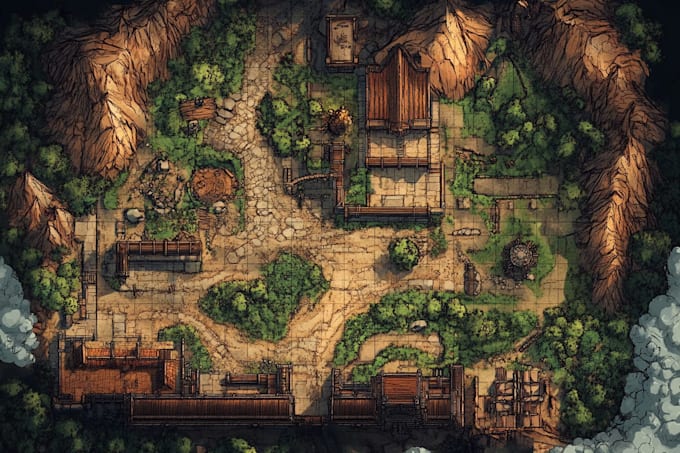 draw a medieval style fantasy map for your project