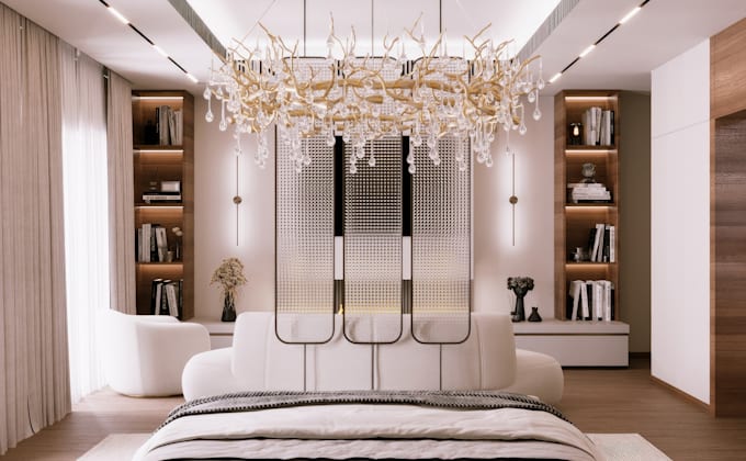 create photorealistic 3d interior bedroom design and rendering