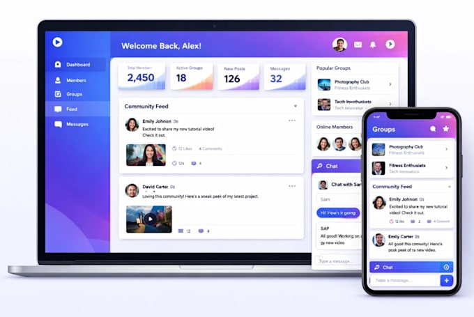 develop creator membership app on bubble user profiles, groups, news feed, chat
