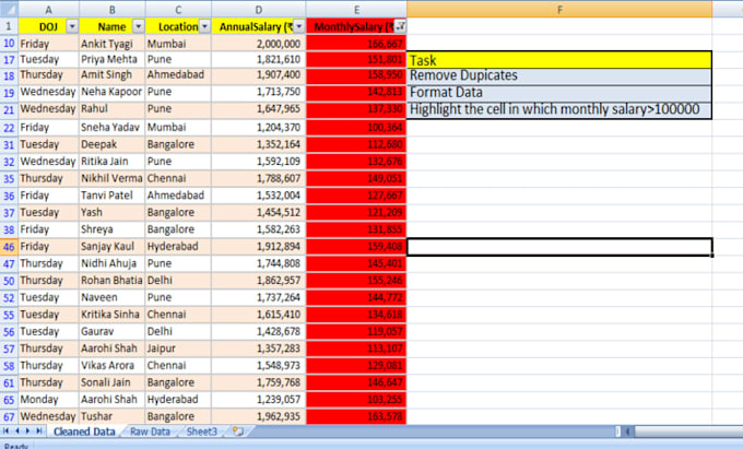 clean, format, merge, split excel data