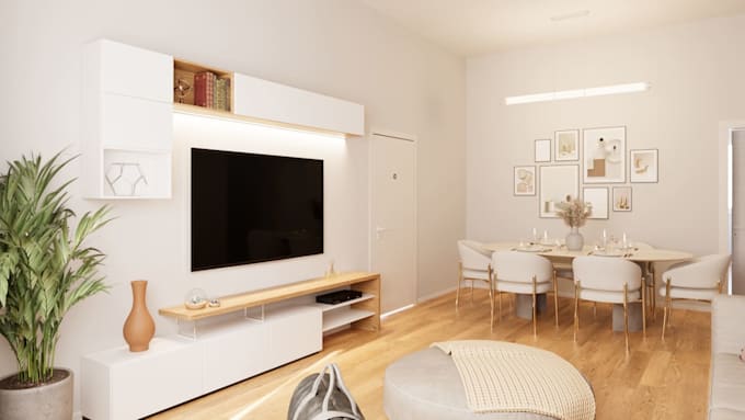 create a 3d interior scene