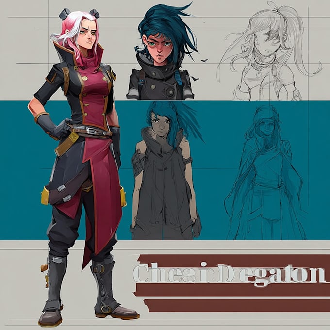 make 2d character design and character sheet