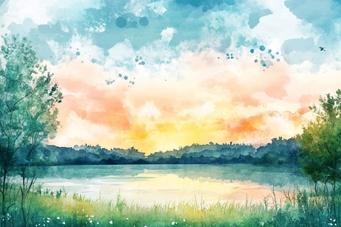 illustrate a watercolor landscape illustration