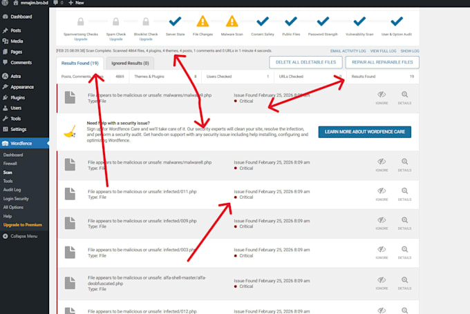 clean hacked wordpress site and backdoor removal and japanese keyword