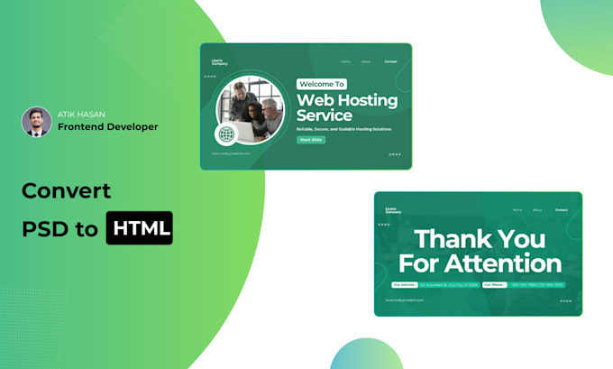 convert figma to html css responsive website or psd to html