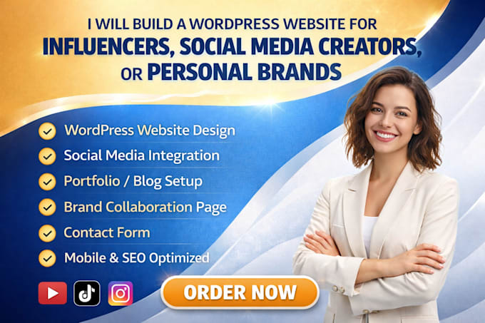 build wordpress influencer social media content creator website