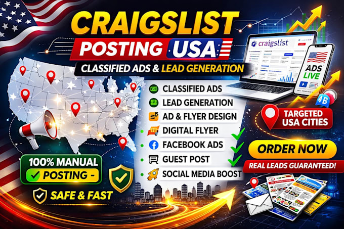 create digital flyer insta, fb and craigslist ads for you