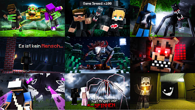 design a dark horror minecraft thumbnail
