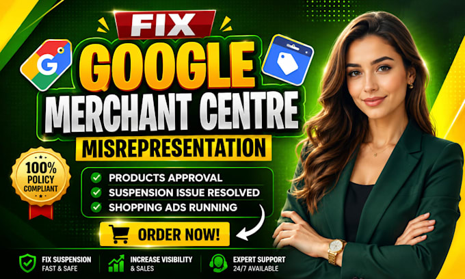 fix google merchant center suspension, fix merchant center misrepresentation